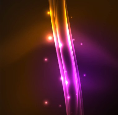 Enerji hatları, karanlıkta parlayan dalgalar vektör arka plan