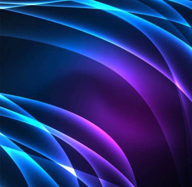 Enerji hatları, karanlıkta parlayan dalgalar vektör arka plan