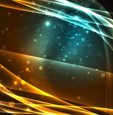 Enerji hatları, karanlıkta parlayan dalgalar vektör arka plan