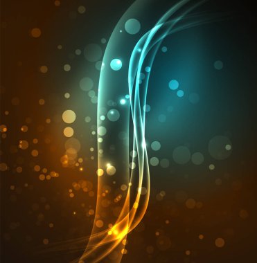 Enerji hatları, karanlıkta parlayan dalgalar vektör arka plan