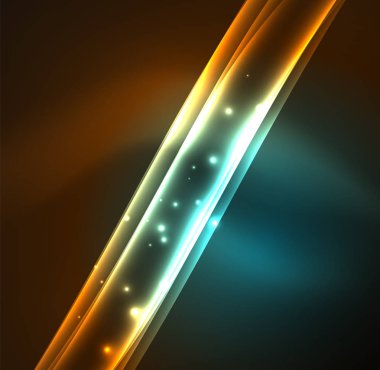 Enerji hatları, karanlıkta parlayan dalgalar vektör arka plan