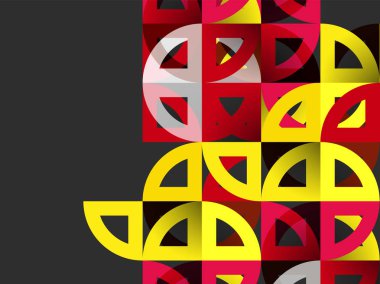 Kağıt daire kesim, mozaik mix geometrik desen tasarım