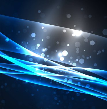 Enerji hatları, karanlıkta parlayan dalgalar vektör arka plan