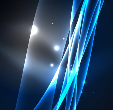 Enerji hatları, karanlıkta parlayan dalgalar vektör arka plan