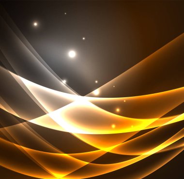 Enerji hatları, karanlıkta parlayan dalgalar vektör arka plan