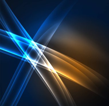 Enerji hatları, karanlıkta parlayan dalgalar vektör arka plan