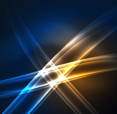 Enerji hatları, karanlıkta parlayan dalgalar vektör arka plan