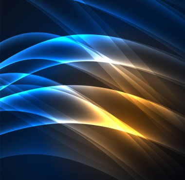 Enerji hatları, karanlıkta parlayan dalgalar vektör arka plan