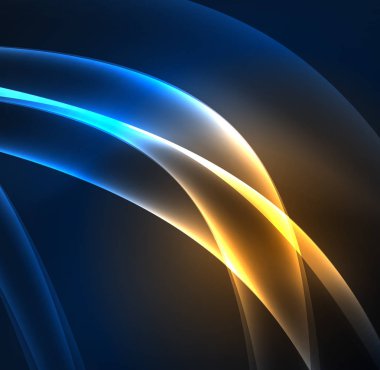 Enerji hatları, karanlıkta parlayan dalgalar vektör arka plan