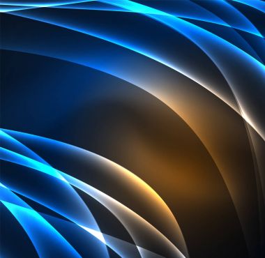 Enerji hatları, karanlıkta parlayan dalgalar vektör arka plan