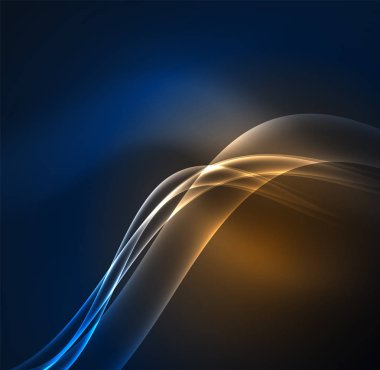 Enerji hatları, karanlıkta parlayan dalgalar vektör arka plan