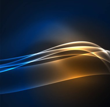 Enerji hatları, karanlıkta parlayan dalgalar vektör arka plan