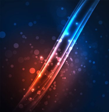 Enerji hatları, karanlıkta parlayan dalgalar vektör arka plan