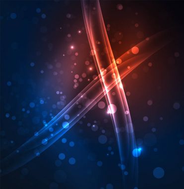 Enerji hatları, karanlıkta parlayan dalgalar vektör arka plan