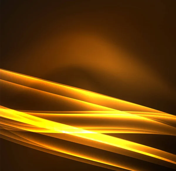 Energilinjer, glödande vågor i mörkret, vektor abstrakt bakgrund — Stock vektor