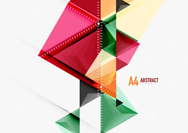 Triangular low poly vector a4 size geometric abstract template — Stock Vector