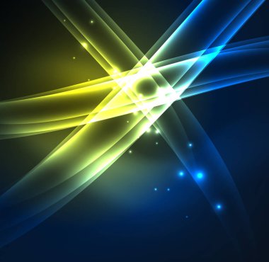 Enerji hatları, karanlıkta parlayan dalgalar vektör arka plan