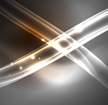 Enerji hatları, karanlıkta parlayan dalgalar vektör arka plan