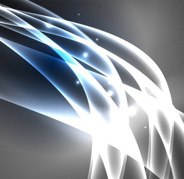 Enerji hatları, karanlıkta parlayan dalgalar vektör arka plan