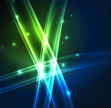 Enerji hatları, karanlıkta parlayan dalgalar vektör arka plan