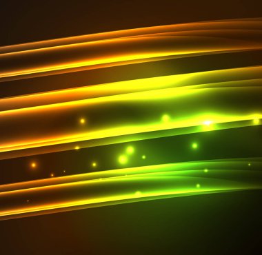 Enerji hatları, karanlıkta parlayan dalgalar vektör arka plan