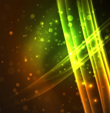 Enerji hatları, karanlıkta parlayan dalgalar vektör arka plan