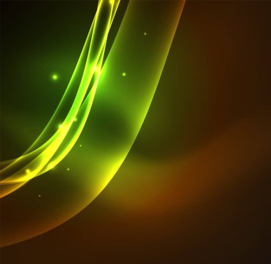 Enerji hatları, karanlıkta parlayan dalgalar vektör arka plan