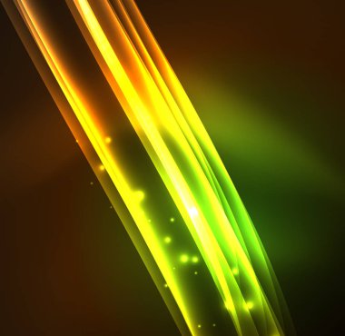 Enerji hatları, karanlıkta parlayan dalgalar vektör arka plan