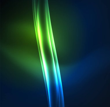 Enerji hatları, karanlıkta parlayan dalgalar vektör arka plan