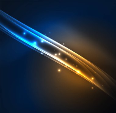 Enerji hatları, karanlıkta parlayan dalgalar vektör arka plan