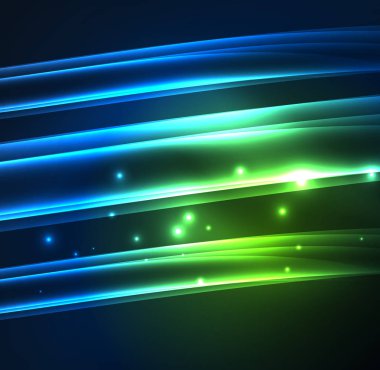 Enerji hatları, karanlıkta parlayan dalgalar vektör arka plan