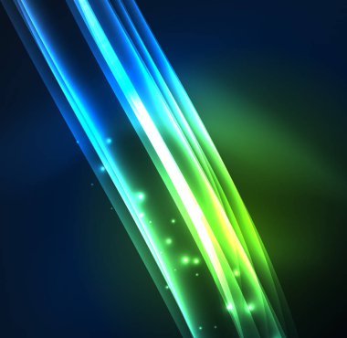 Enerji hatları, karanlıkta parlayan dalgalar vektör arka plan