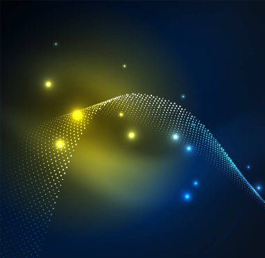 parlayan parçacıkların 3D ışıklı dalga