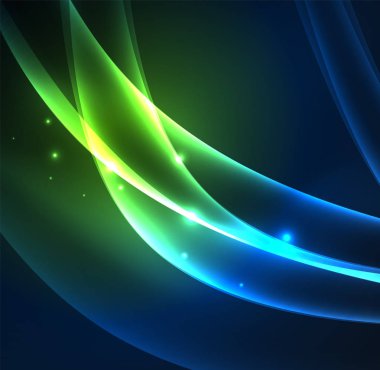 Enerji hatları, karanlıkta parlayan dalgalar vektör arka plan