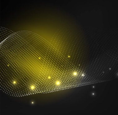 parlayan parçacıkların 3D ışıklı dalga