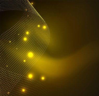 parlayan parçacıkların 3D ışıklı dalga