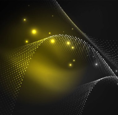 parlayan parçacıkların 3D ışıklı dalga