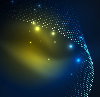 parlayan parçacıkların 3D ışıklı dalga