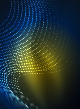 Parçacıklar koyu renk arka plan üzerinde oluşturulan parlayan dalga