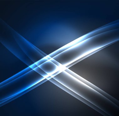 Enerji hatları, karanlıkta parlayan dalgalar vektör arka plan