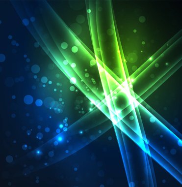 Enerji hatları, karanlıkta parlayan dalgalar vektör arka plan