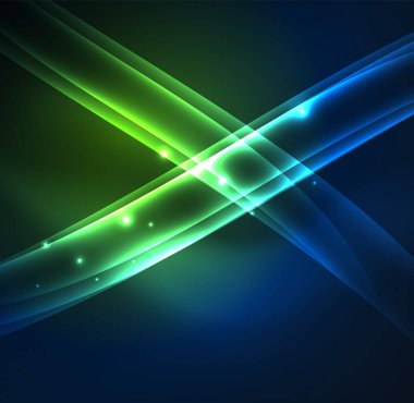 Enerji hatları, karanlıkta parlayan dalgalar vektör arka plan