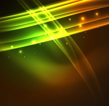 Enerji hatları, karanlıkta parlayan dalgalar vektör arka plan