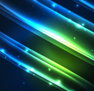 Enerji hatları, karanlıkta parlayan dalgalar vektör arka plan