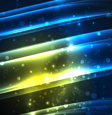 Enerji hatları, karanlıkta parlayan dalgalar vektör arka plan