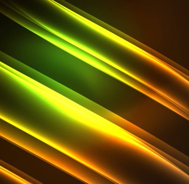 Enerji hatları, karanlıkta parlayan dalgalar vektör arka plan