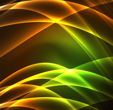 Enerji hatları, karanlıkta parlayan dalgalar vektör arka plan