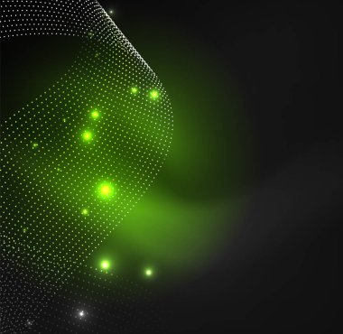 parlayan parçacıkların 3D ışıklı dalga