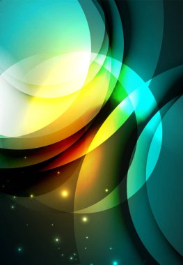 Dijital illüstrasyon, parlayan dalgalar ve daireler