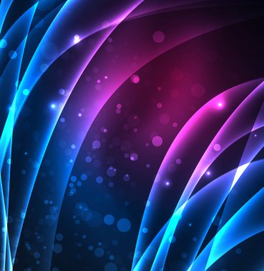 Enerji hatları, karanlıkta parlayan dalgalar vektör arka plan